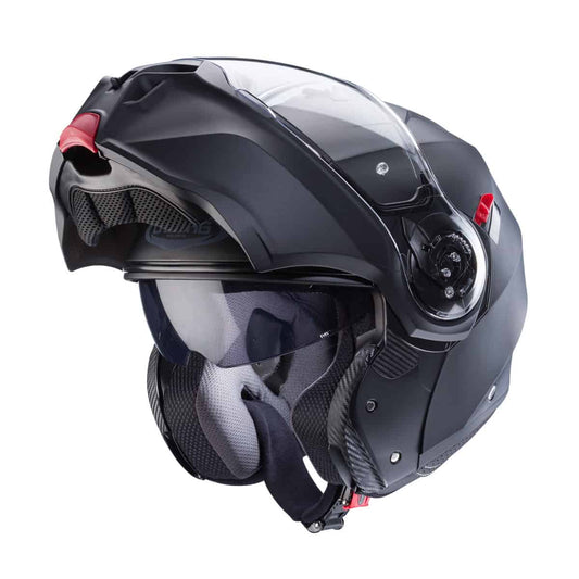 The Caberg Duke X flip-up helmet is the ultimate balance between style, quality, and affordability. This Caberg Duke helmet model has set the standard since its inception, offering exceptional features and performance and essentially inventing the the flip helmet. 