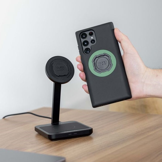 The Quad Lock MAG Dual Desktop Wireless Charger is an elegant way to charge multiple devices at once around the home or at the office.