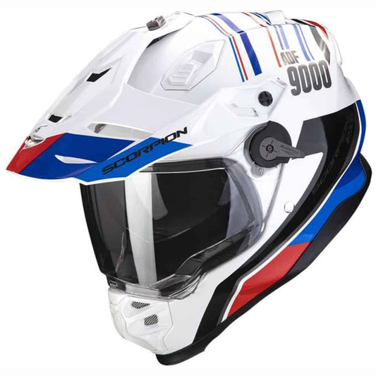 Scorpion ADF 9000 Adventure Helmet Desert - White Blue Red front