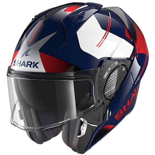 The Shark EVO-GT Helmet is an engineering innovation, offering a seamless transition between full-face and jet positions with its innovative modular design.