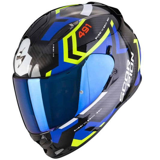 Scorpion Exo 491 Blue: Entry level full face motorcycle helmet with drop down visor-1