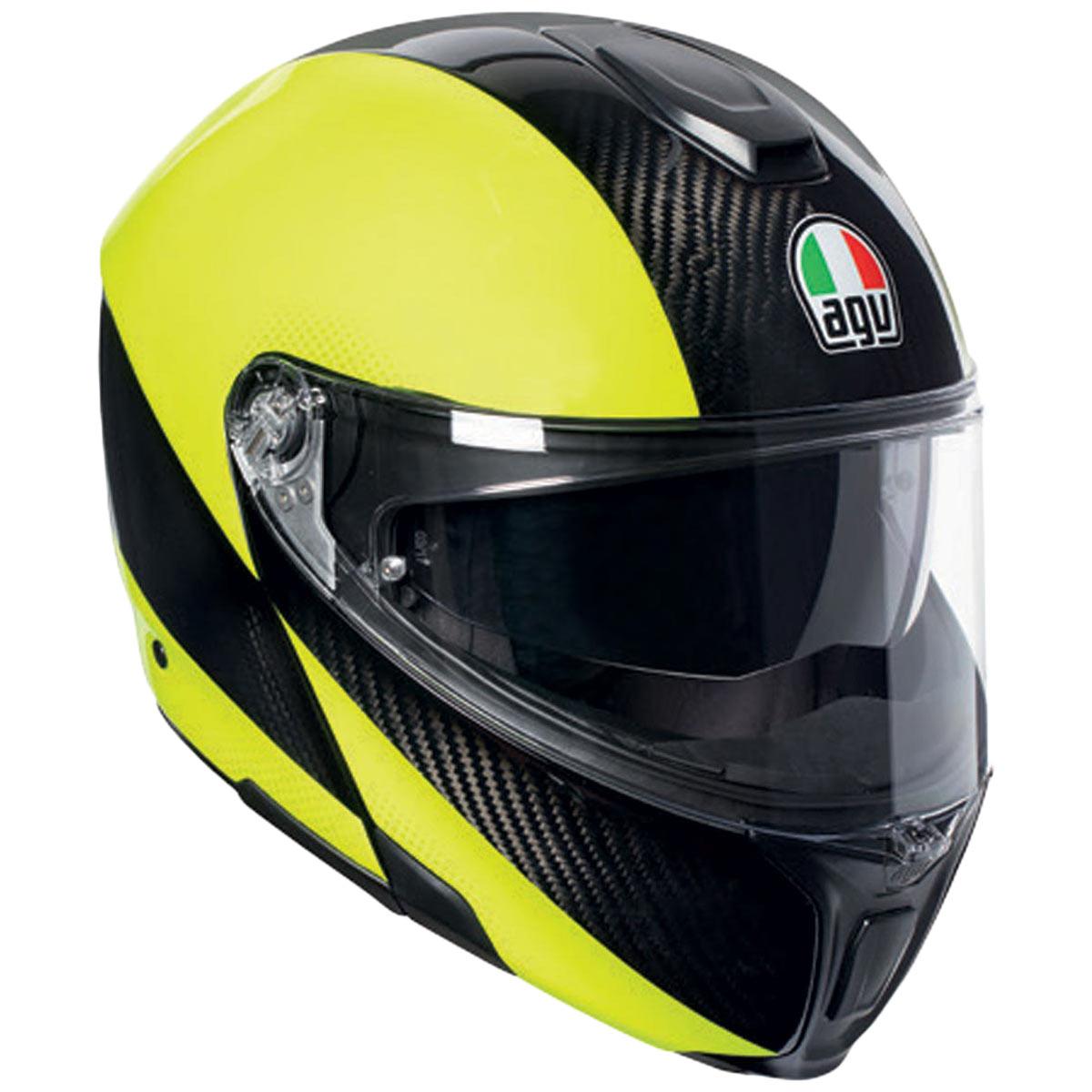 AGV Sports Modular Hi Vis Helmet - Yellow Carbon - Browse our range of Helmet: Flip Up - getgearedshop 