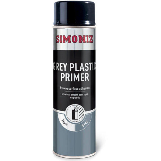 Simoniz Grey Plastic Primer Spray Aerosol Can Car Motorcycle - 500ml - Browse our range of Care: Paint - getgearedshop 