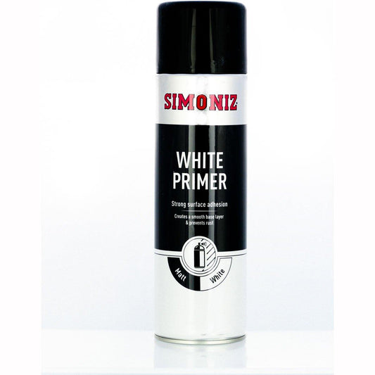 Simoniz White Primer Spray Aerosol Can Car Motorcycle - 500ml - Browse our range of Care: Paint - getgearedshop 