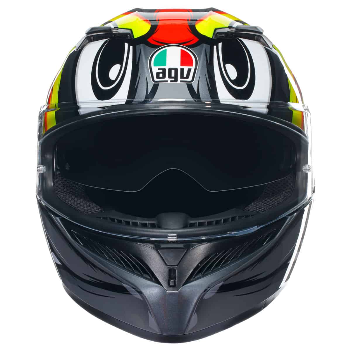 AGV K3 Birdy 2.0 Helmet - Grey Yellow Red motorbike helmet front on