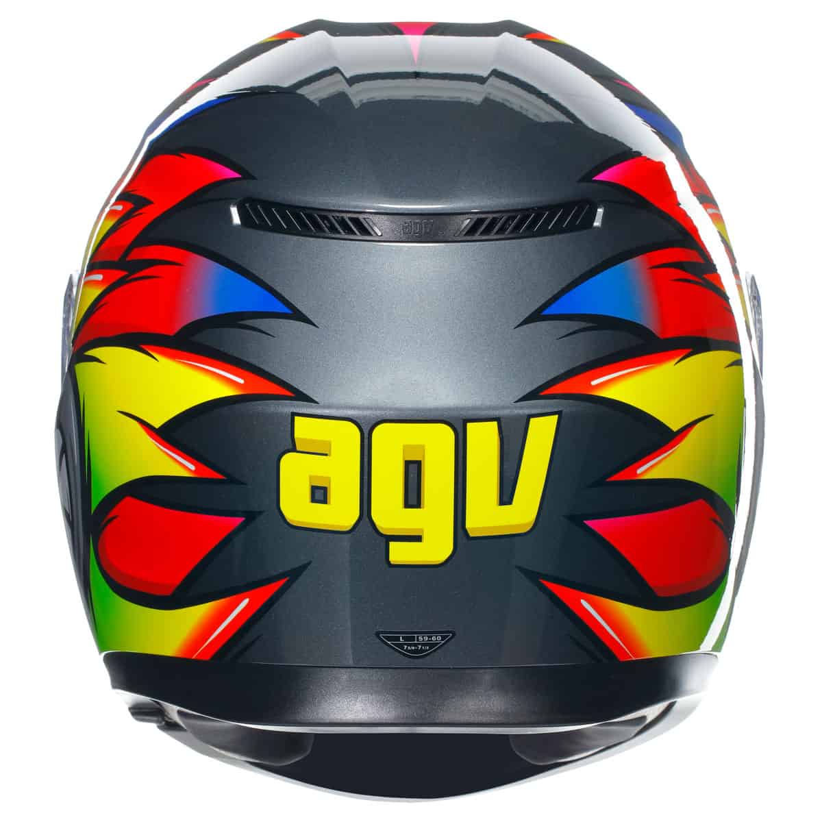 AGV K3 Birdy 2.0 Helmet - Grey Yellow Red motorbike helmet back