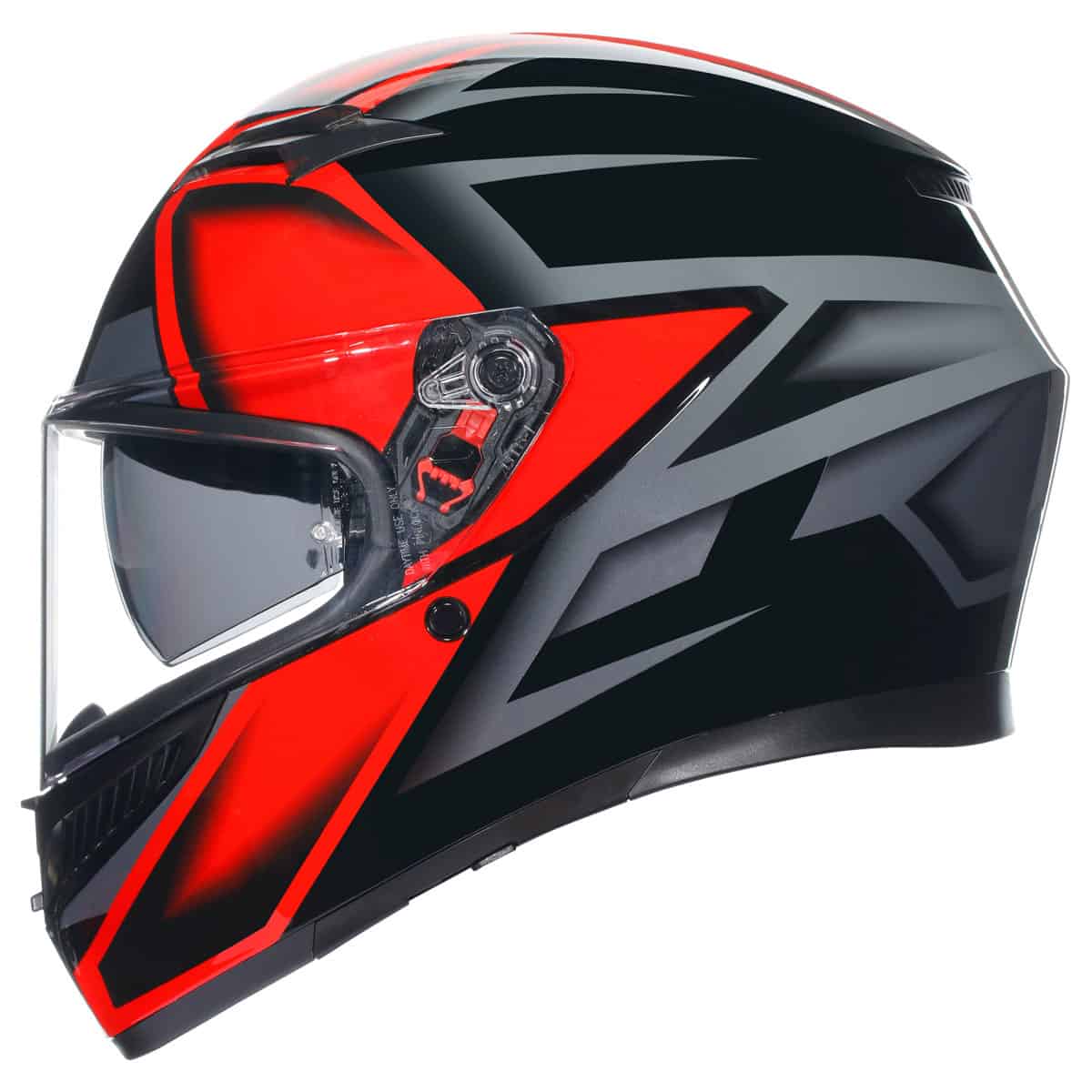 AGV K3 Compound Helmet - Black Red motorbike helmet side profile 2