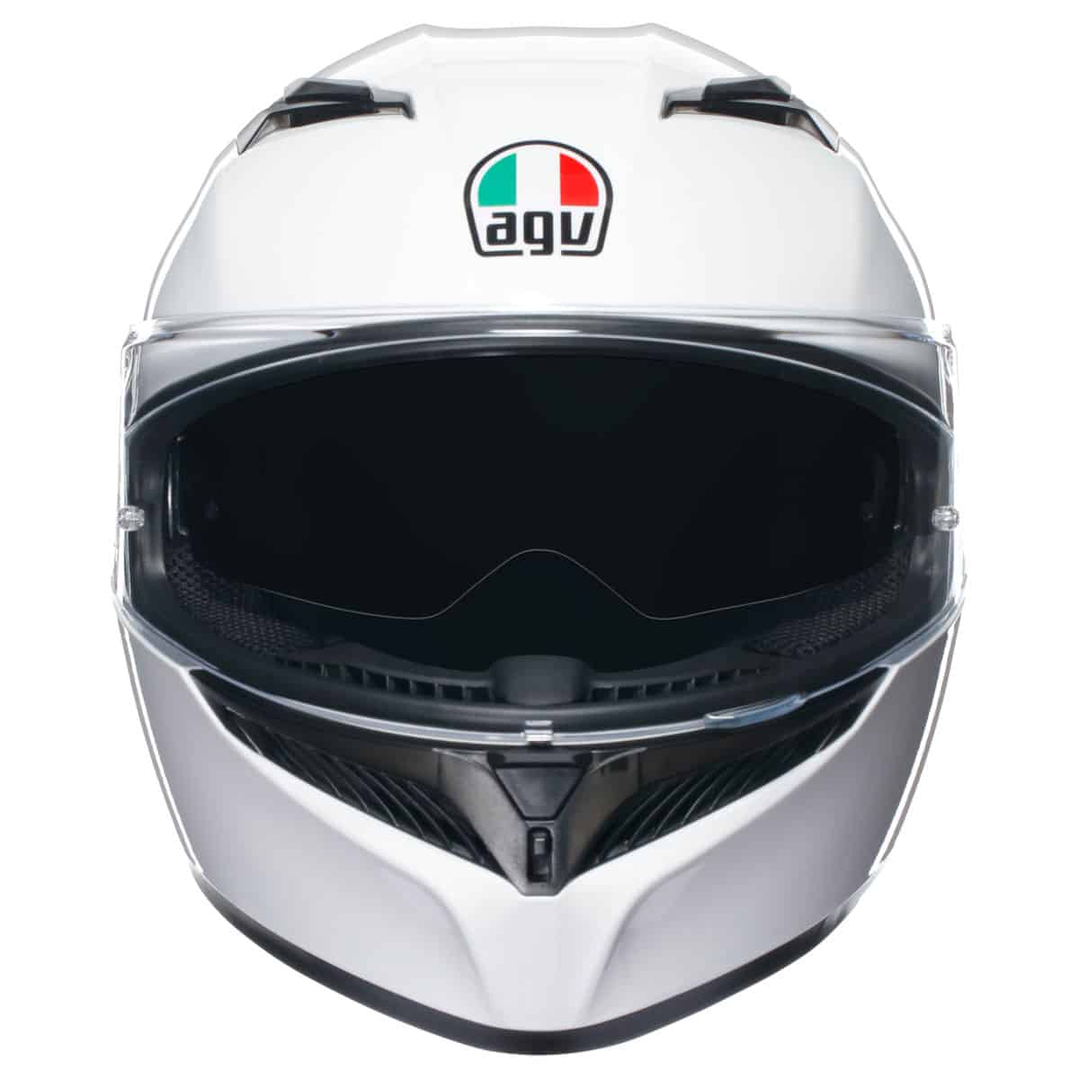 AGV K3 Solid Helmet - White motorbike helmet front on
