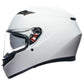 AGV K3 Solid Helmet - White motorbike helmet side profile