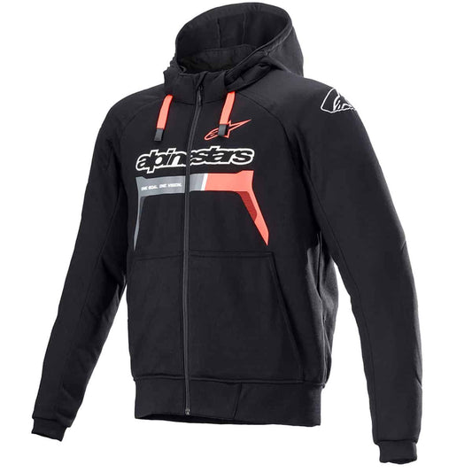 Alpinestars Chrome Ignition Protective Hoodie - Black Red Fluo front