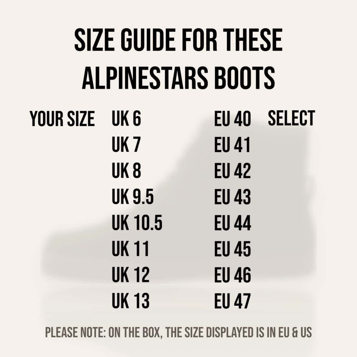 Alpinestars J6 Protection Features Size Guide