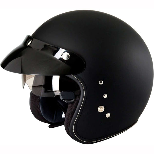 Duchinni D501 Open Face Motorbike Helmet - Matt Black 1