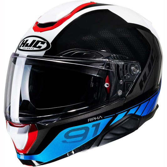 HJC RPHA 91: Premium flip-up touring motorcycle helmet rafino red white blue 1