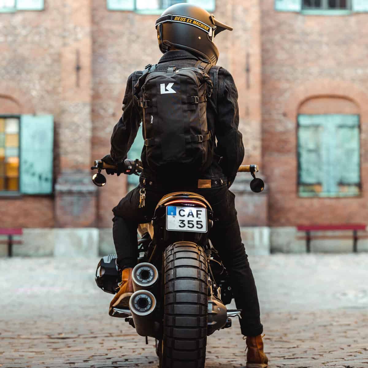 Kriega R22 waterproof rucksack on bike
