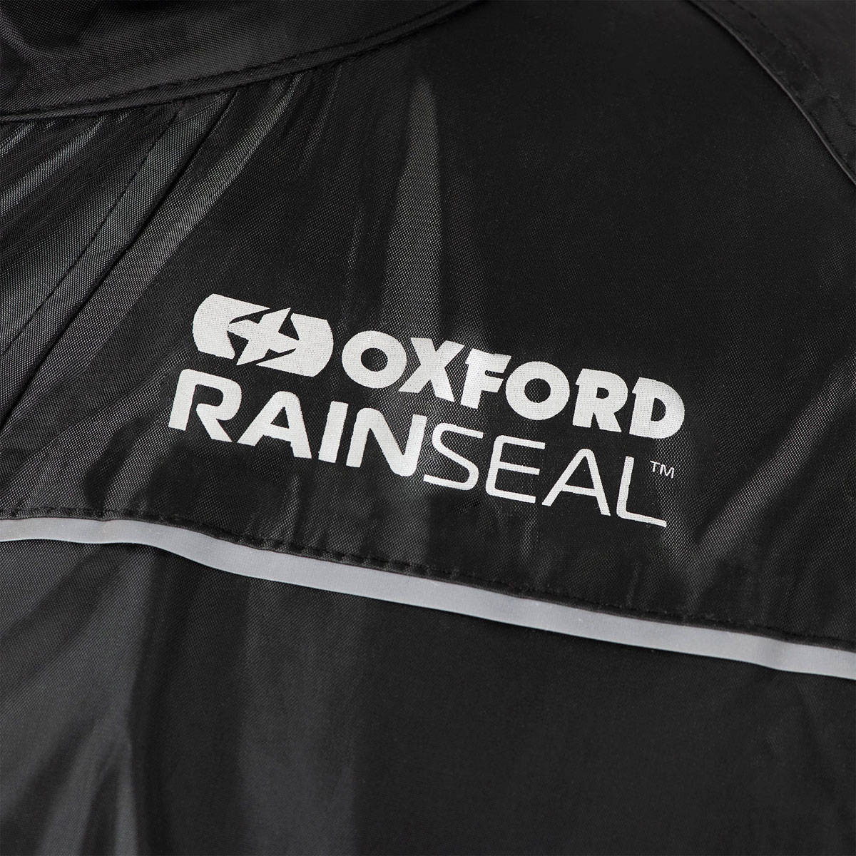 Oxford Rainseal Over Jacket WP - Black close up logo