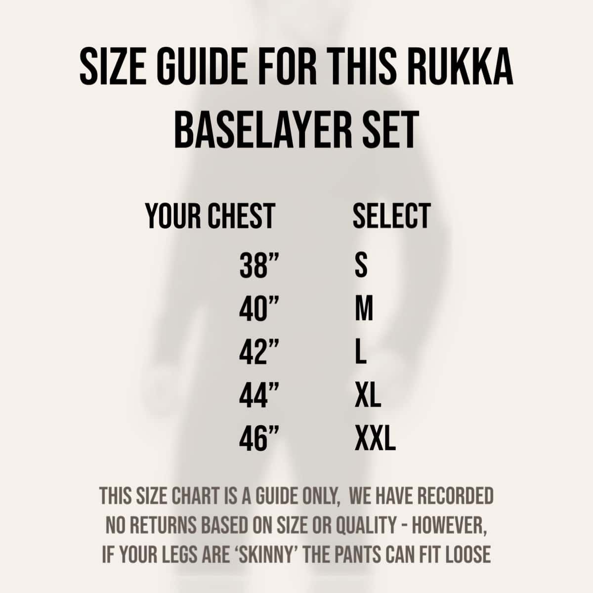 Rukka Mark Thermal Baselayer Set: Premium quality all year underwear size guide