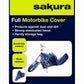 The Sakura Full Motorbike Cover is both water resistant and breathable allowing condensation to escape while simultaneously acting as a barrier against dust, dirt, tree sap and industrial pollutants.
