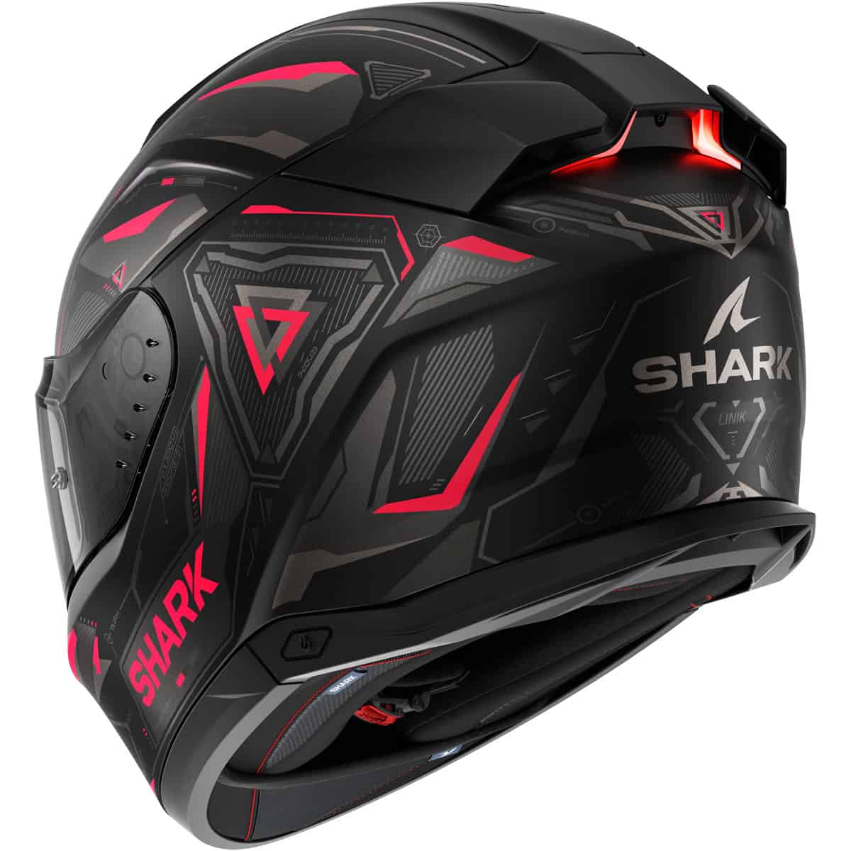 The Shark Skwal i3 helmet is the world's 1st helmet with integrated brake lights. This innovative full face helmet combines LED lights with an integrated accelerometer to trigger rear flashing brake lights on braking, without the need for cables or Bluetooth!