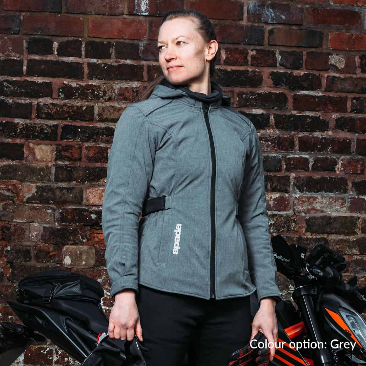 Spada Hairpin Ladies Softshell Jacket: Comfortable motorcycle jacket with CE protection - black