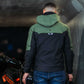 Adventure sports style casual motorcycle jacket lifestyle image back
