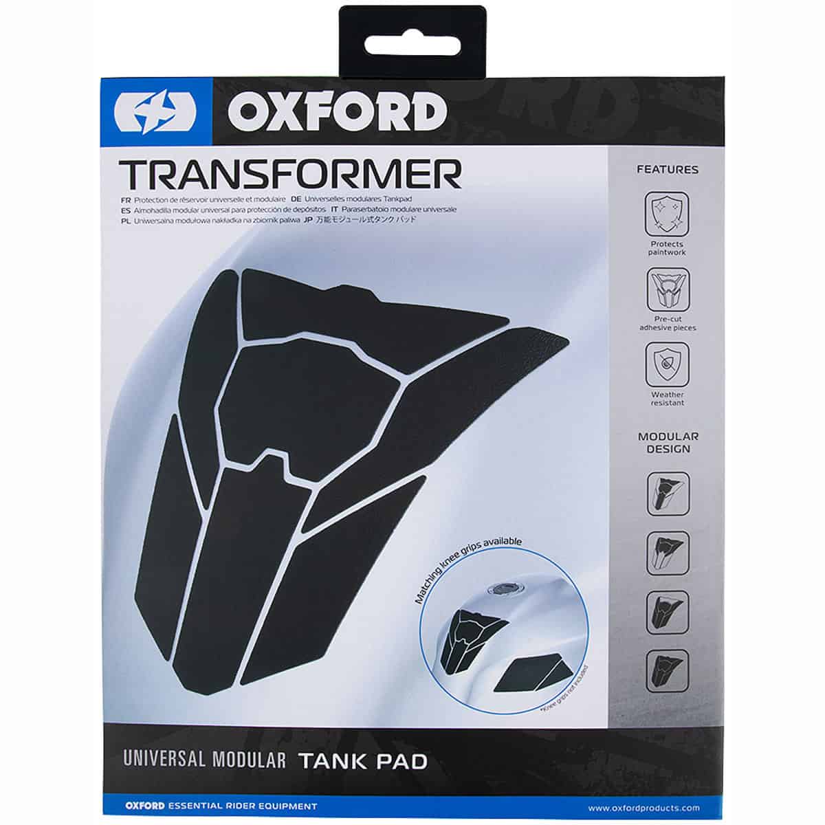 The Oxford Transformer Modular Tank Pad Spine is designed to protect your bike's paintwork from accidental bumps and rubbing.