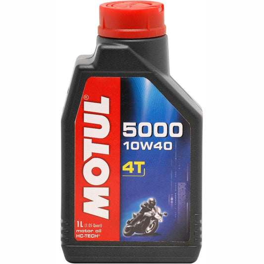 Motul Semi-Synthetic 5000 10W40 4T Oil - Black - Browse our range of Care: Oils & Liquids - getgearedshop 