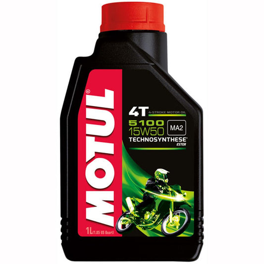 Motul Semi-Synthetic 5100 15W50 4T Oil - Black - Browse our range of Care: Oils & Liquids - getgearedshop 