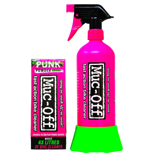 Muc-Off Bottle For Life Plus Punk Powder Bundle - 4 Pack - Pink Green - Browse our range of Care: Cleaning - getgearedshop 