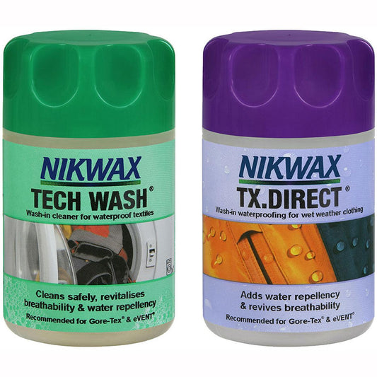 Nikwax Textile Cleaning and Waterproofing Pack 150ml - Browse our range of Clothing: Care - getgearedshop 