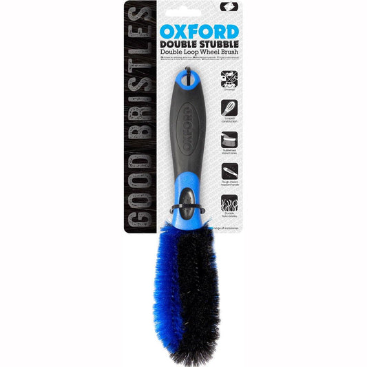 Oxford Double Stubble Double Loop Wheel Brush - Black/Blue - Browse our range of Care: Brushes & Cloths - getgearedshop 