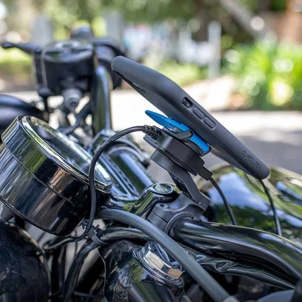 Quad Lock Motorcycle USB Charging Outlet fitted to motorcycle