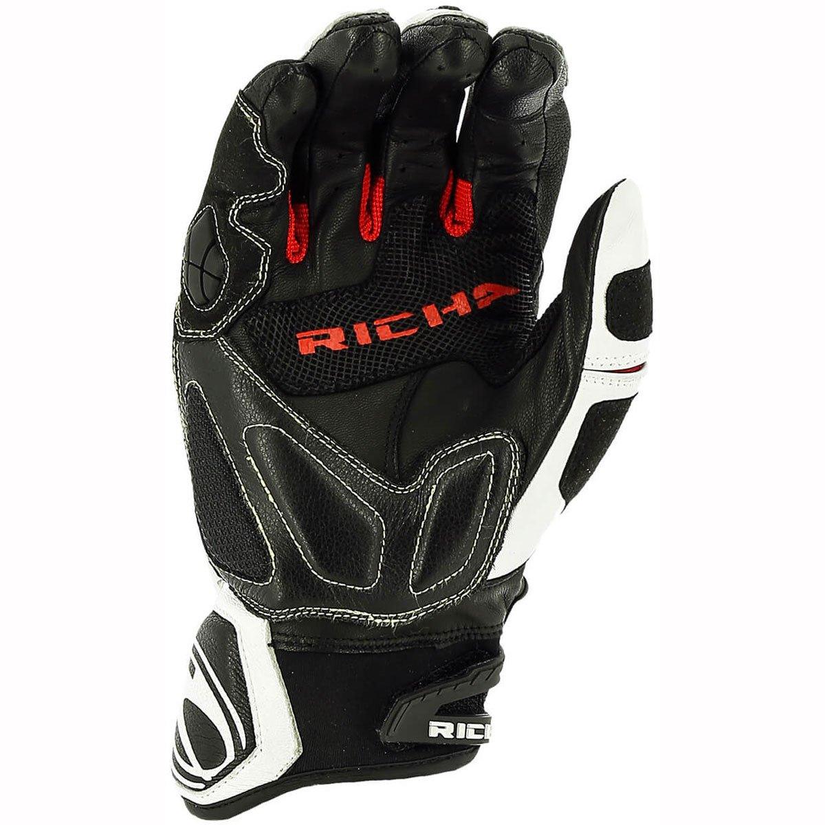 Richa Stealth Gloves Black White Red - Mesh Motorcycle Gloves