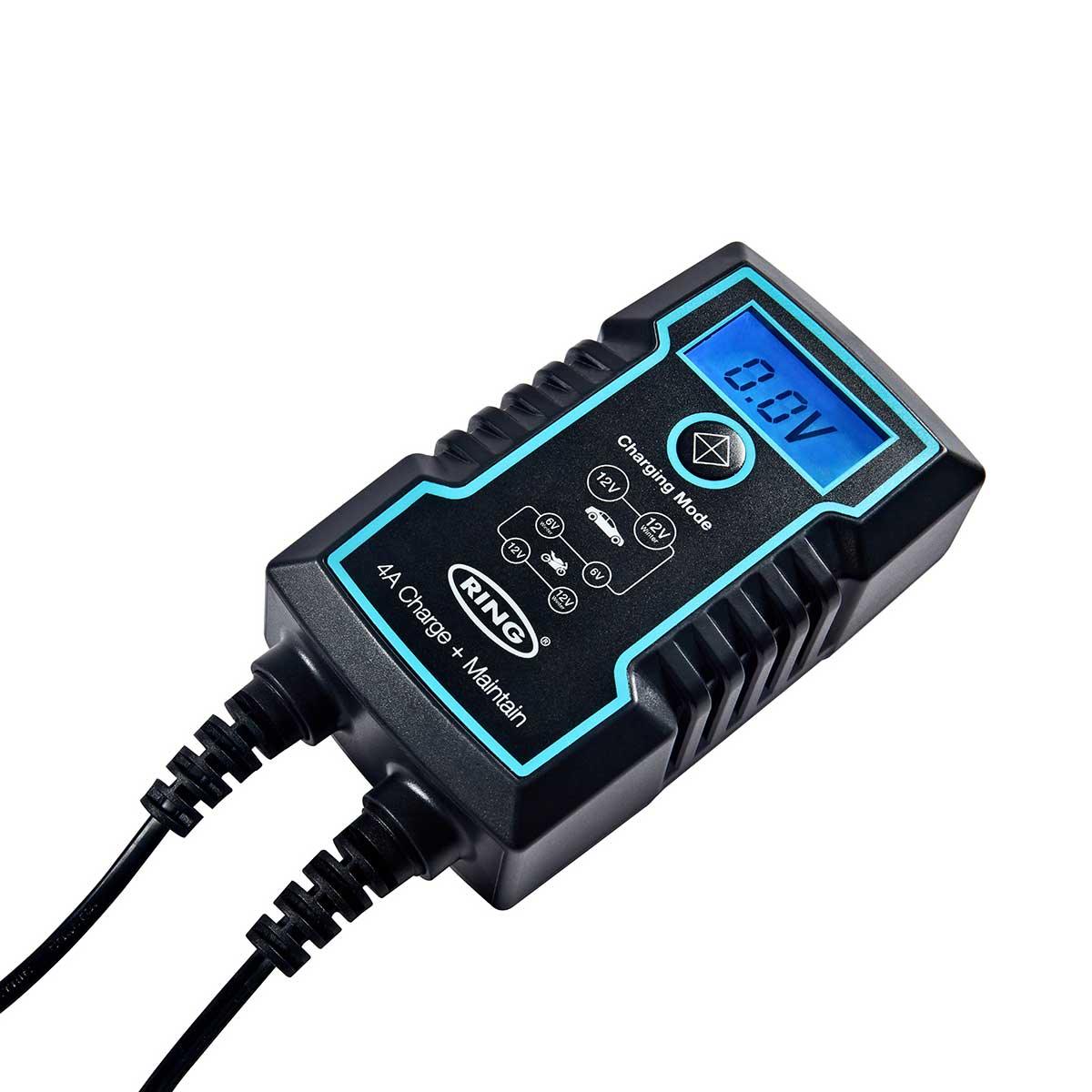 Ring 4A Car Battery Smart Charger Maintainer 6V 12V - Black - Browse our range of Care: Chargers - getgearedshop 