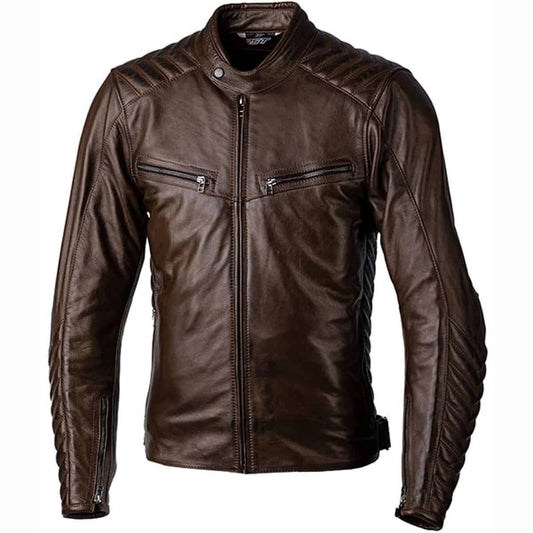 RST Roadster 3 leather motorcycle jacket brown front