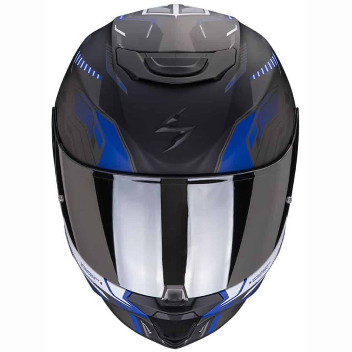 Scorpion Exo-391 Helmet Haut - Black Silver Blue front