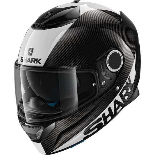 Shark Spartan Helmet Carbon Skin - Black White - Browse our range of Helmet: Full Face - getgearedshop 