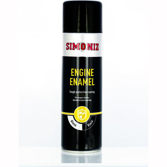 Simoniz Gloss Black Engine Enamel One Coat Tough Paint Spray Can - 500ml - Browse our range of Care: Paint - getgearedshop 