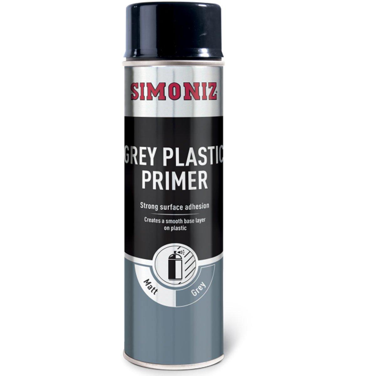 Simoniz Grey Plastic Primer Spray Aerosol Can Car Motorcycle - 500ml - Browse our range of Care: Paint - getgearedshop 