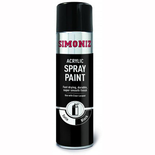 Simoniz Satin Black Paint Spray Aerosol Can Car Motorcycle - 500ml - Browse our range of Care: Paint - getgearedshop 