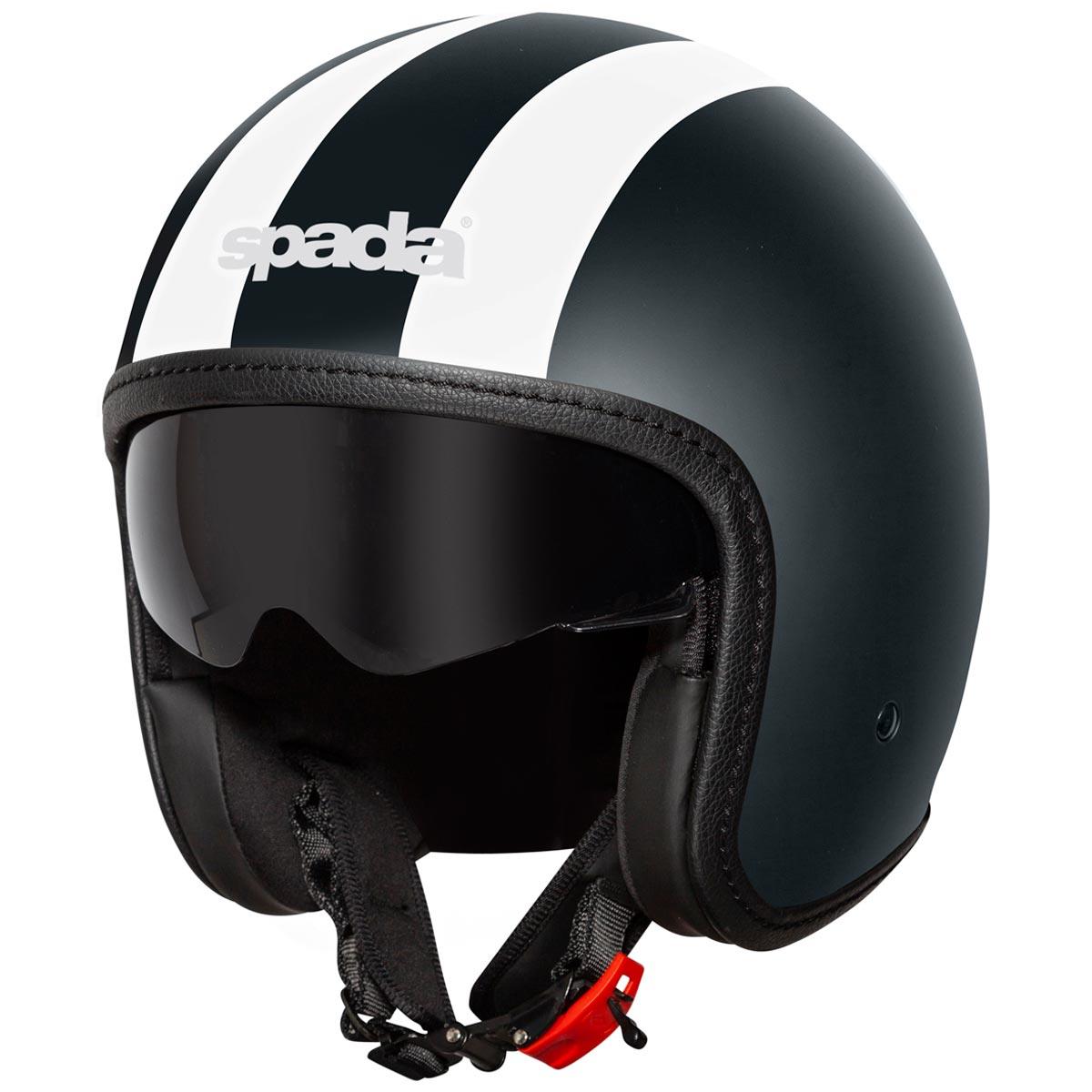 Spada Ace Viper Helmet - Matt Black White - Browse our range of Helmet: Open Face - getgearedshop 