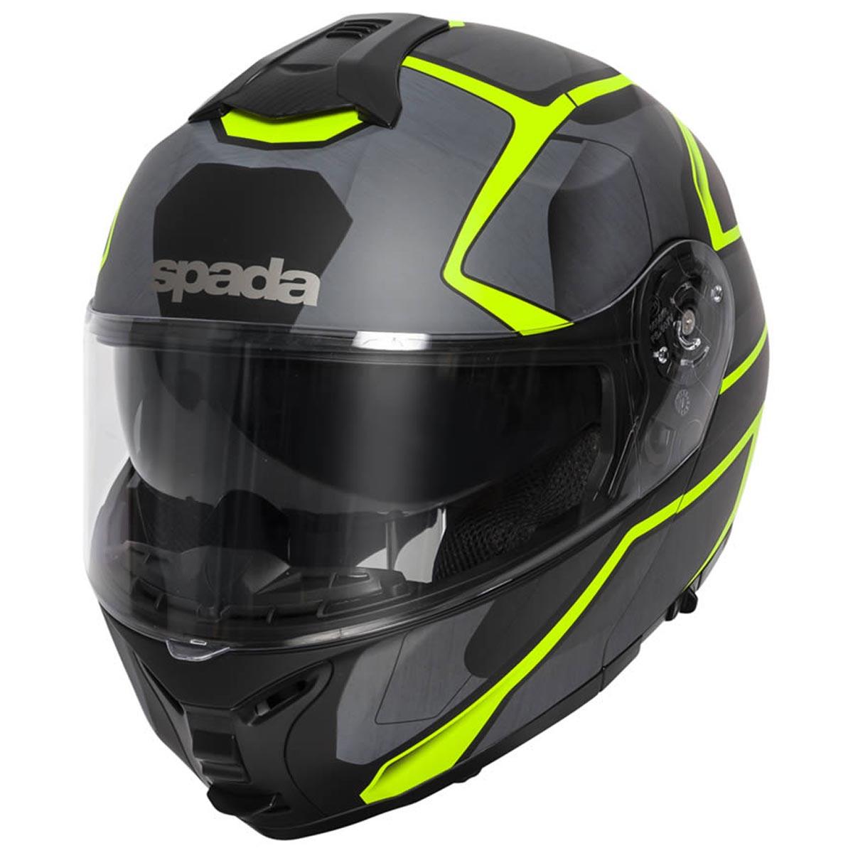 Spada Orion Slate Flip Front Helmet - Matt Black Yellow - Browse our range of Helmet: Flip Up - getgearedshop 