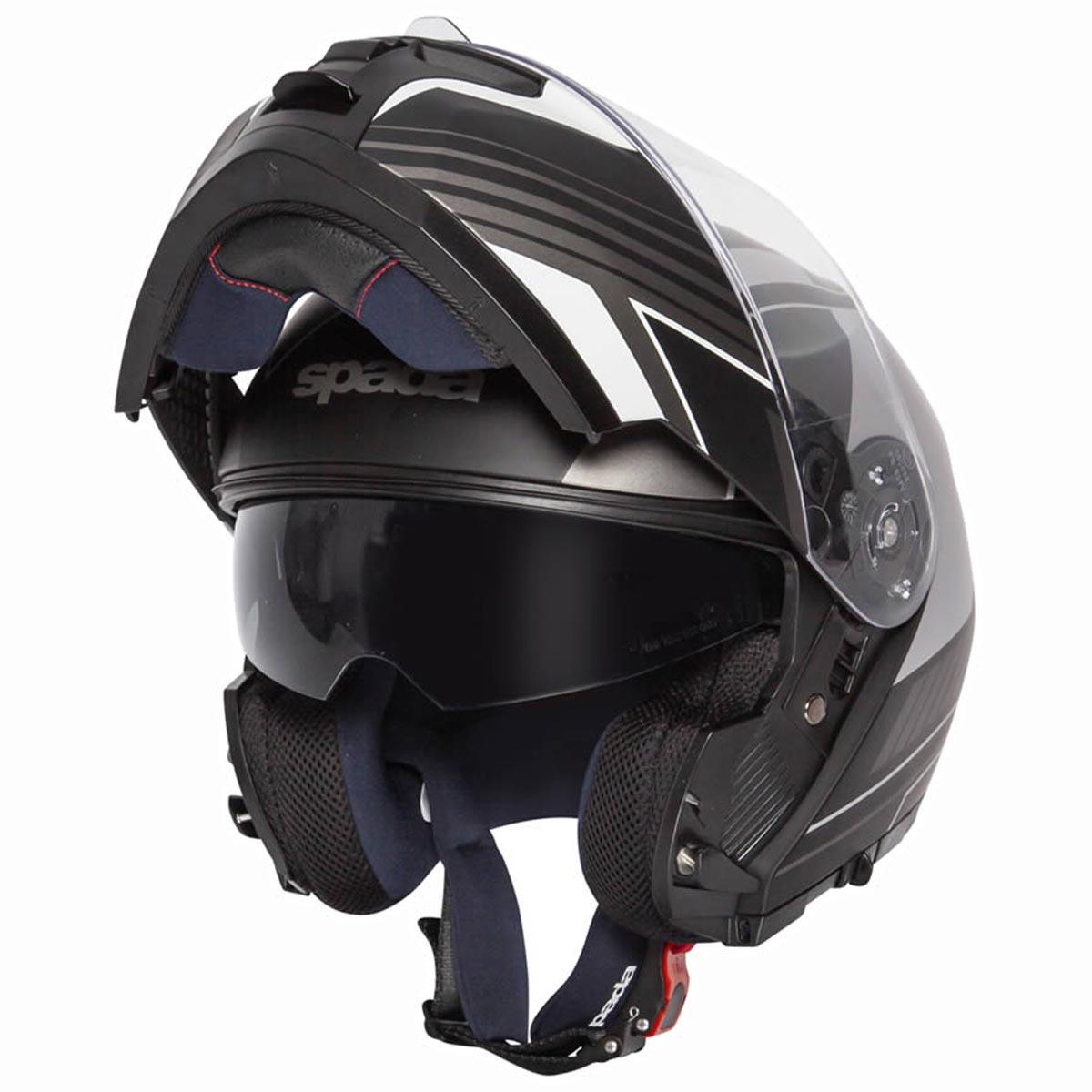 Spada Orion Whip Flip Front Helmet Matt Black Silver - Motorcycle ...