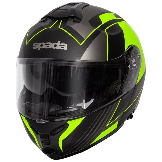 Spada Orion Whip Flip Front Helmet - Matt Black Yellow - Browse our range of Helmet: Flip Up - getgearedshop 