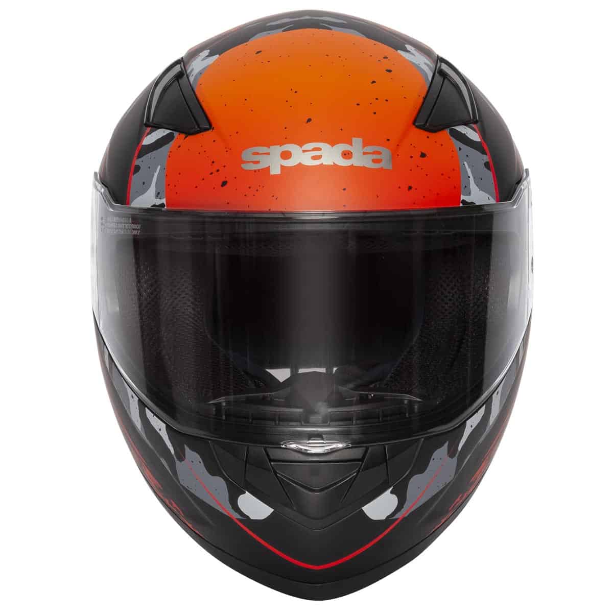 Spada Raiden Helmet in Camo Orange: Entry level full face motorcycle helmet. The Spada Raiden motorcycle helmet is perfect for bikers who have just started out riding or who need a full face helmet which doesn't break the bank. 